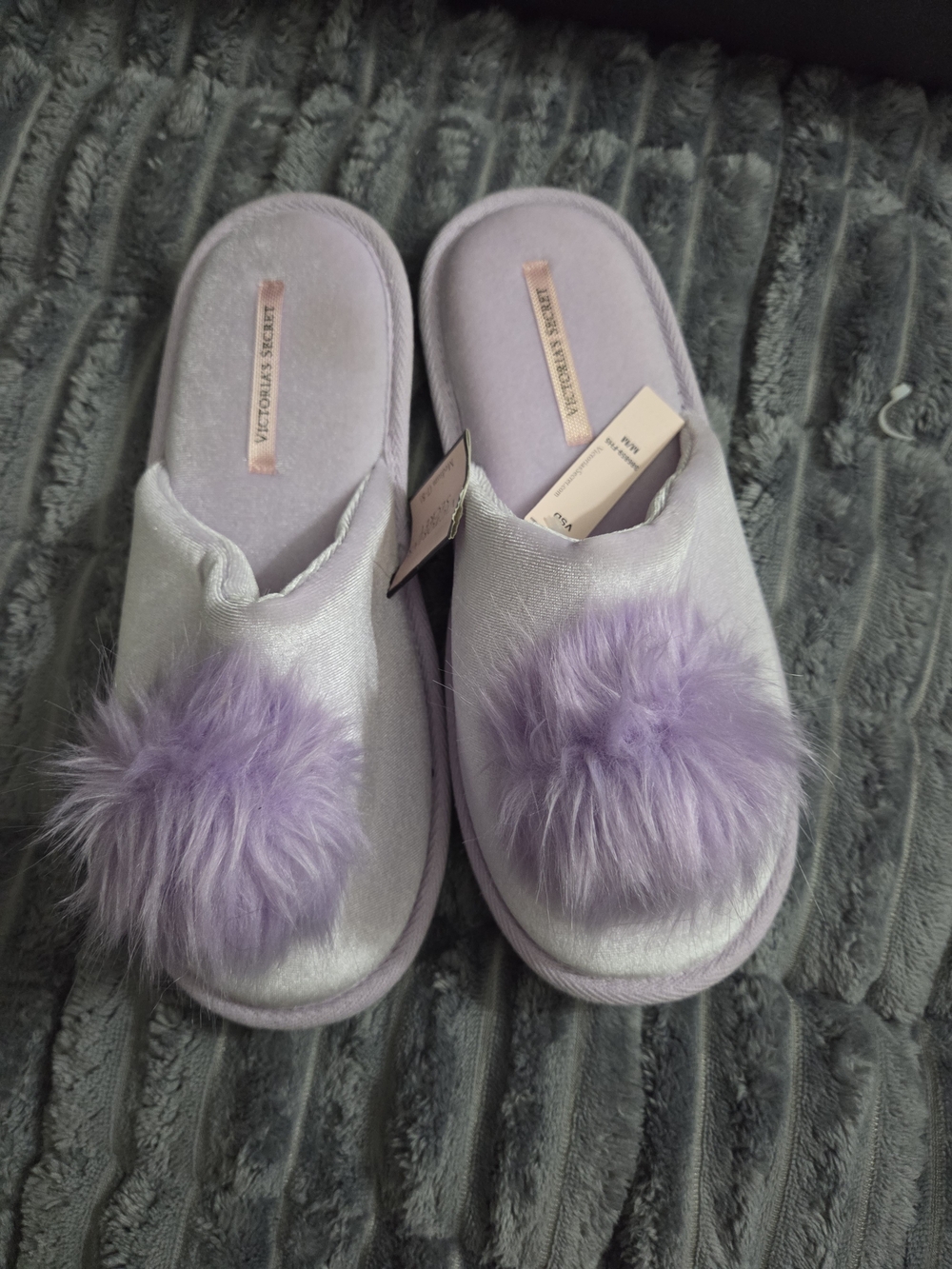 Victoria's Secret Lavender Pom Slip-On Slippers